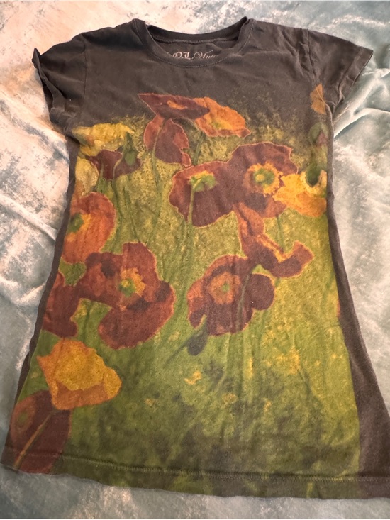 L.O.L. Vintage Tops - Floral Graphic Tee - Black & Green firm price